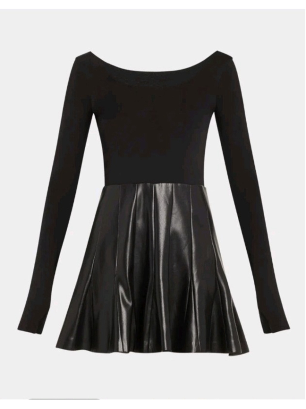 ALICE + OLIVIA Chara Vegan Leather Long-Sleeve Pleated Mini Dress Size 4 NWT